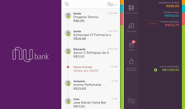 Telas do app do cartão de crédito Nubank: simples, bonito e funcional